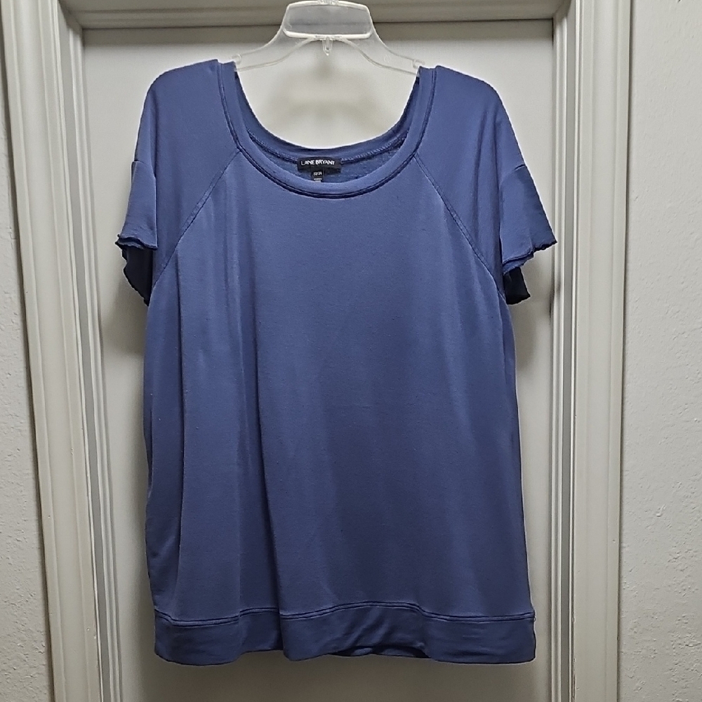 Lane Bryant Blue Ruffle Sleeve T-Shirt - Sz 22/24
